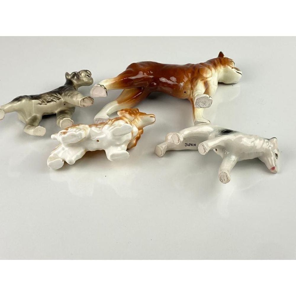 Vtg Dog Assortment Figurines (4) Border Collie Boxer Cocker Spaniel Schnauzer BU - Picture 4 of 12
